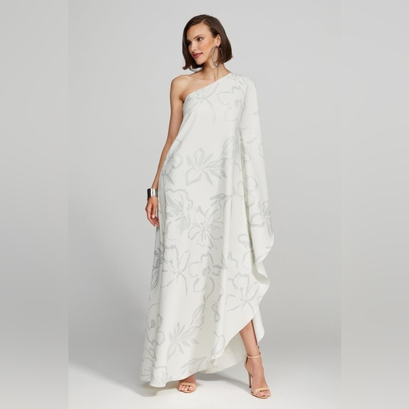 HALSTON 
NEVEAN CAFTAIN IN FOIL CREPE - Picture 1 of 16